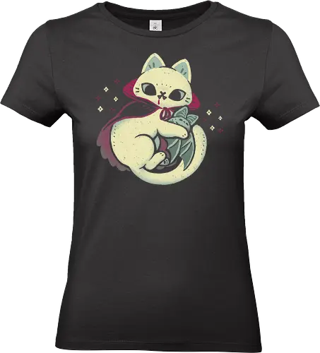 Cute Vampire Cat bites Bat - Standard T-Shirt (Frauen)
