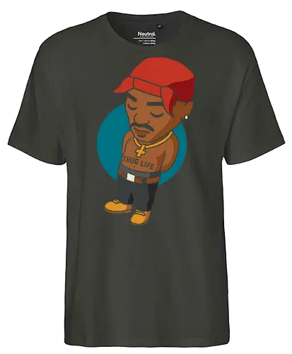 Chibi 2Pac - t-shirt design, art print, pop culture, 90s music, old school hip-hop, Shakur, iconic, geek art, 2Pac, Tupac Shakur, hip-hop, rap, chibi, Thug Life, music legend, fan art - Fairtrade T-Shirt