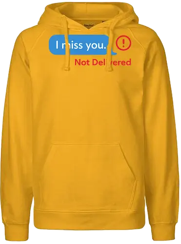 Message Not Delivered - I miss you, not delivered, ghosting, breakup, relationship, sad, emo, text message, modern art, minimalist, art print, t-shirt design, emotional, loneliness, frustration, heartbreak, social media, lost connection - Fairtrade Hoodie