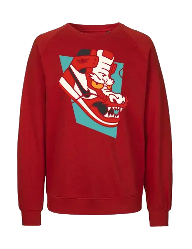 Sneaker Dragon - Sneaker, dragon, streetwear, urban art, Asian art, mythology, graphic design, fan art, t-shirt design, art print, Japanese folklore, mythical creature, cool, unique, sneakerhead, geek art - Fairtrade Sweatshirt