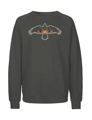 Itachi's Crow - Itachi Uchiha, Shinobi, Sharingan, Uchiha, crow, anime, manga, art print, t-shirt design, fan art, Akatsuki, ninja, geek art, Japanese animation, minimalist, subtle, symbolic, anime fan gift - Fairtrade Sweatshirt