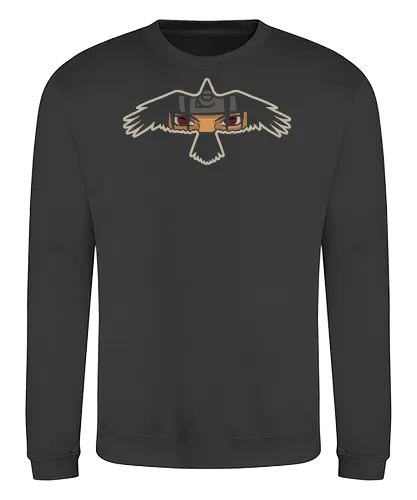 Itachi's Crow - Itachi Uchiha, Shinobi, Sharingan, Uchiha, crow, anime, manga, art print, t-shirt design, fan art, Akatsuki, ninja, geek art, Japanese animation, minimalist, subtle, symbolic, anime fan gift - Sweatshirt