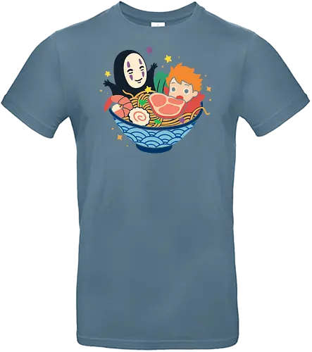 Spirited Ramen Bowl - Spirited Away, Miyazaki, foodie, pop culture, kawaii, famous anime, ramen, anime, manga, art print, t-shirt design, fan art, Japanese food, geek art, whimsical, cute - Standard T-Shirt