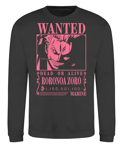 Wanted - zoro wanted, zoro, anime, haki, santoryu, samurai, katana, roronoa zoro, luffy anime, one piece anime, manga, haki, yonko, pirate hunter, wano, japanese - Sweatshirt