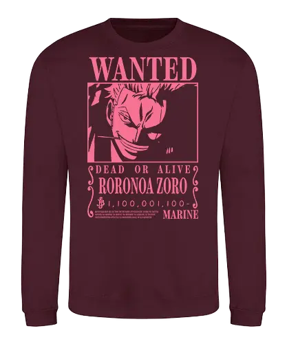 Wanted - zoro wanted, zoro, anime, haki, santoryu, samurai, katana, roronoa zoro, luffy anime, one piece anime, manga, haki, yonko, pirate hunter, wano, japanese - Sweatshirt