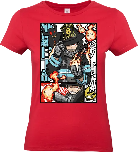  Adolla's Flame - Fire Force, Shinra Kusakabe, anime, manga, Adolla, firefighter, Fire Force Company 8, fan art, t-shirt design, art print, Japanese anime, fire, geek art, devil's footprint, Enen no Shouboutai, Atsushi Ōkubo, cool anime art - Standard T-Shirt (Frauen)