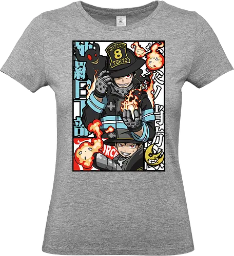  Adolla's Flame - Fire Force, Shinra Kusakabe, anime, manga, Adolla, firefighter, Fire Force Company 8, fan art, t-shirt design, art print, Japanese anime, fire, geek art, devil's footprint, Enen no Shouboutai, Atsushi Ōkubo, cool anime art - Standard T-Shirt (Frauen)