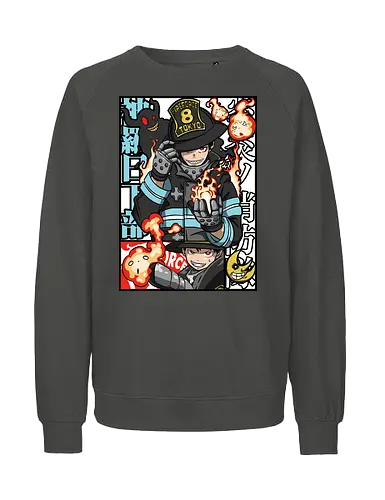 Adolla's Flame - Fire Force, Shinra Kusakabe, anime, manga, Adolla, firefighter, Fire Force Company 8, fan art, t-shirt design, art print, Japanese anime, fire, geek art, devil's footprint, Enen no Shouboutai, Atsushi Ōkubo, cool anime art - Fairtrade Sweatshirt