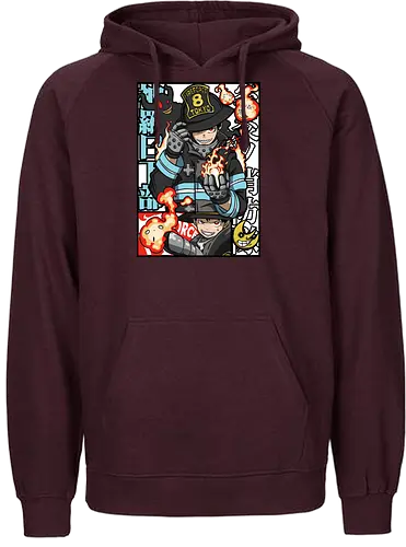  Adolla's Flame - Fire Force, Shinra Kusakabe, anime, manga, Adolla, firefighter, Fire Force Company 8, fan art, t-shirt design, art print, Japanese anime, fire, geek art, devil's footprint, Enen no Shouboutai, Atsushi Ōkubo, cool anime art - Fairtrade Hoodie