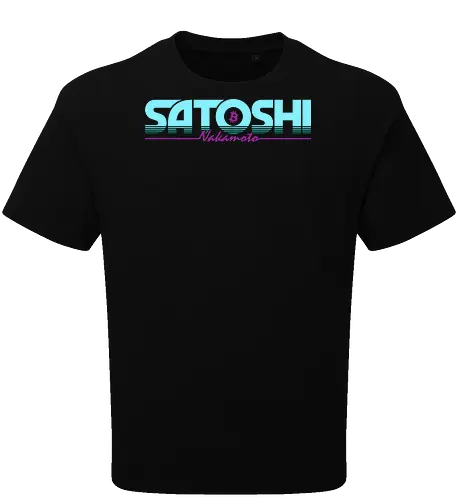 Satoshi Nakamoto in Retro 80s Style for Bitcoin Fans 