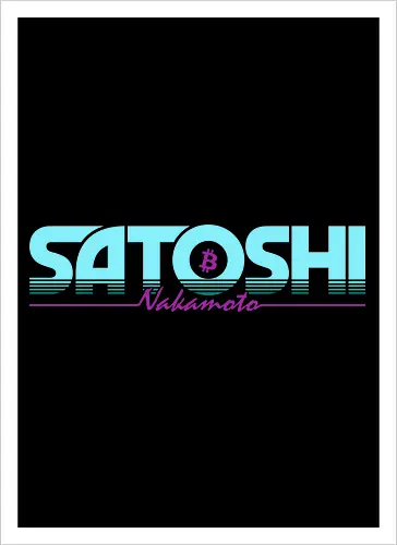Satoshi Nakamoto in Retro 80s Style for Bitcoin Fans 