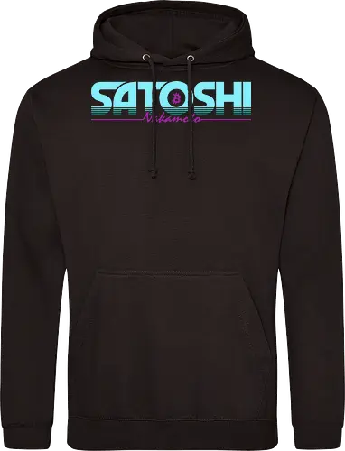 Satoshi Nakamoto in Retro 80s Style for Bitcoin Fans 