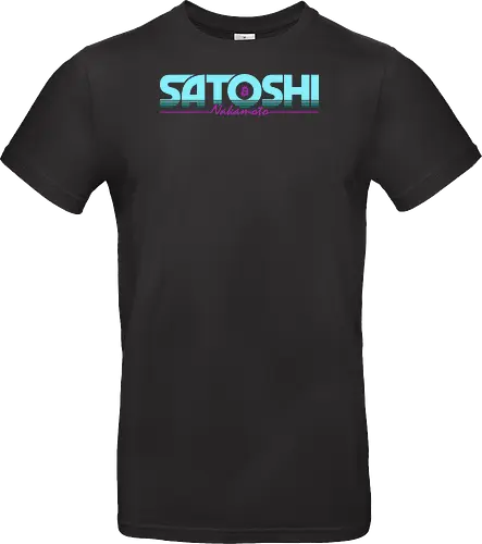 Satoshi Nakamoto in Retro 80s Style for Bitcoin Fans 