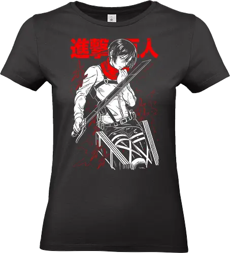 Mikasa Ackerman on Titan - Attack - Kawaii, Anime, Manga, Tokyo, Angry, Japanese Art, Aesthetic, Manga Style, Zylixzen, Aggressive, Gamer, Otaku, Gift, Cool - Standard T-Shirt (Frauen)