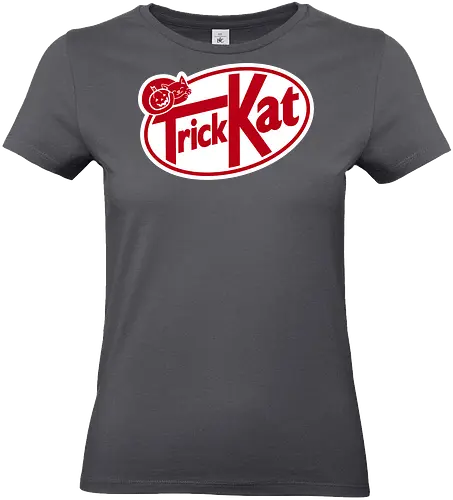 Trick Kat Halloween Parody  - halloween, candy, cat, cat lover, chocolate, cosplay, funny, geek, humor, mashup, nerd, october vibes, parody, pun, spooky cat - Standard T-Shirt (Frauen)