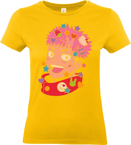  Cute Yuji Itadori - Yuji Itadori, Jujutsu, JJK, anime, manga, kawaii, cute, Harajuku, Cat, fan art, t-shirt design, art print, pink, stars, bunny, pop culture, geek art, Chibi, anime fan gift, funny anime - Standard T-Shirt (Frauen)