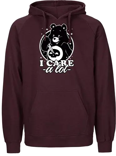 Cute Death Bear - retro, vintage, animation, bear, irony, sarcasm, cute, skull, knife, dark humor, death, killer, serial killer, stars, spooky, scary, halloween, tv show, classic tv show, classic - Fairtrade Hoodie