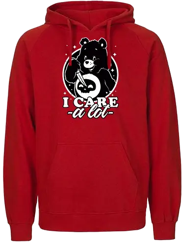 Cute Death Bear - retro, vintage, animation, bear, irony, sarcasm, cute, skull, knife, dark humor, death, killer, serial killer, stars, spooky, scary, halloween, tv show, classic tv show, classic - Fairtrade Hoodie