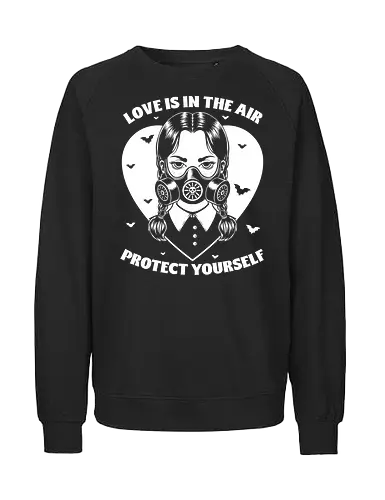 Goth Love Girl - valentines, Halloween, Gothic, Goth, Gothic Horror, Gothic Romance, Horror, Classic Horror, Horror Comedy, Dark Fantasy, Fantasy, Spooky, Creepy, irony, sarcasm, bat - Fairtrade Sweatshirt
