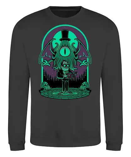 Lovecraft Ritual Falls - Lovecraft, Funny, pentagram, witchcraft, occultism, mythos, cthulhu, Ritual, horror, animation, Forest, Cult, Dark Magic, magical - Sweatshirt