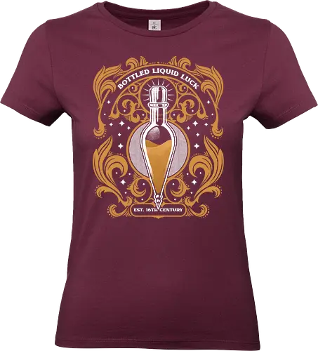 Luck Potion Art Nouveau - Luck, Lucky Charm, Lucky, Potions, Potion, Fantasy, Adventure, Books, Book, Bookworm, Magical, Magic, School, Witch, Bewitched, Witchcraft, Wizard, Movies, Movie, Gold, Art Nouveau - Standard T-Shirt (Frauen)