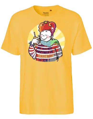 Ich bin doch heute nicht aufgestanden um durchschnittlich zu sein - Illustration, Statement, Handgezeichnet, Ringelpullisprüche, Ringeldinger, streifenweise, Spruch, Weisheit, Motivation, Ringelpulli, SprücheShirt, Cartoon, Humor, Selbstironie, Streifenpulli, Spruchshirt, deutsch - Fairtrade T-Shirt