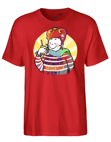 Ich bin doch heute nicht aufgestanden um durchschnittlich zu sein - Illustration, Statement, Handgezeichnet, Ringelpullisprüche, Ringeldinger, streifenweise, Spruch, Weisheit, Motivation, Ringelpulli, SprücheShirt, Cartoon, Humor, Selbstironie, Streifenpulli, Spruchshirt, deutsch - Fairtrade T-Shirt