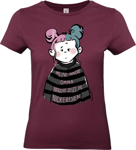 Meine innere Omma - Ringelpullisprüche, Ringeldinger, streifenweise, Spruch, Weisheit, Motivation, Ringelpulli, SprücheShirt, Cartoon, Illustration, Statement, Handgezeichnet, Humor, Selbstironie, Streifenpulli, InneresKind, Innere Omma, Spruchshirt, deutsch - Standard T-Shirt (Frauen)