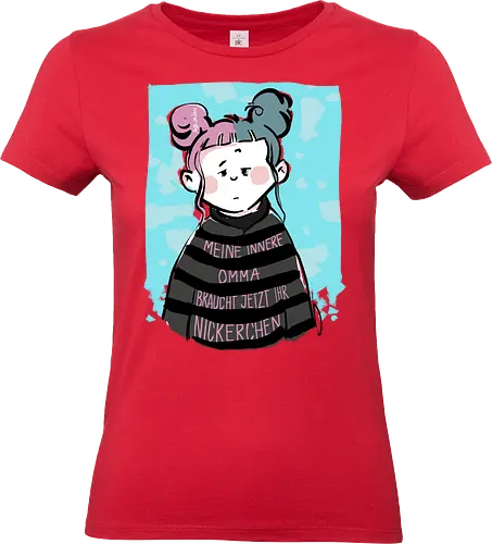 Meine innere Omma  - Ringelpullisprüche, Ringeldinger, streifenweise, Spruch, Weisheit, Motivation, Ringelpulli, SprücheShirt, Cartoon Illustration, Statement, InneresKind, InnereOmma, Handgezeichnet, Humor, Selbstironie, Streifenpulli, Spruchshirt, deutsch - Standard T-Shirt (Frauen)