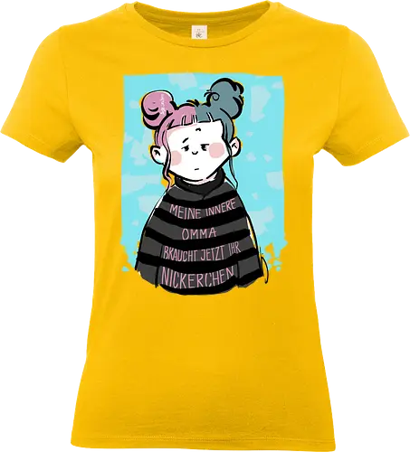 Meine innere Omma  - Ringelpullisprüche, Ringeldinger, streifenweise, Spruch, Weisheit, Motivation, Ringelpulli, SprücheShirt, Cartoon Illustration, Statement, InneresKind, InnereOmma, Handgezeichnet, Humor, Selbstironie, Streifenpulli, Spruchshirt, deutsch - Standard T-Shirt (Frauen)
