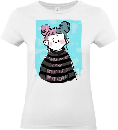 Meine innere Omma  - Ringelpullisprüche, Ringeldinger, streifenweise, Spruch, Weisheit, Motivation, Ringelpulli, SprücheShirt, Cartoon Illustration, Statement, InneresKind, InnereOmma, Handgezeichnet, Humor, Selbstironie, Streifenpulli, Spruchshirt, deutsch - Standard T-Shirt (Frauen)