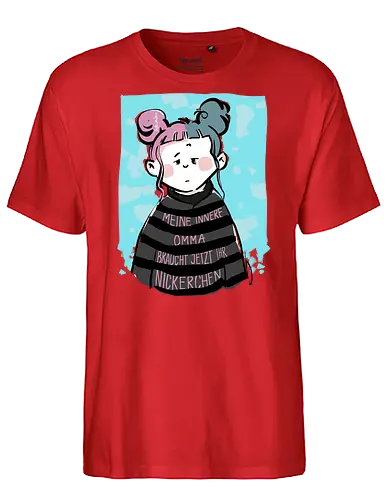 Meine innere Omma  - Ringelpullisprüche, Ringeldinger, streifenweise, Spruch, Weisheit, Motivation, Ringelpulli, SprücheShirt, Cartoon Illustration, Statement, InneresKind, InnereOmma, Handgezeichnet, Humor, Selbstironie, Streifenpulli, Spruchshirt, deutsch - Fairtrade T-Shirt