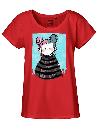 Meine innere Omma  - Ringelpullisprüche, Ringeldinger, streifenweise, Spruch, Weisheit, Motivation, Ringelpulli, SprücheShirt, Cartoon Illustration, Statement, InneresKind, InnereOmma, Handgezeichnet, Humor, Selbstironie, Streifenpulli, Spruchshirt, deutsch - Fairtrade Girl Shirt