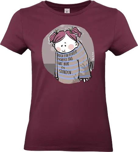 Auch ein echter Scheiss Tag hat nur 24 Stunden - Ringelpullisprüche, Frust, Ringeldinger, streifenweise, Spruch, Weisheit, Motivation, Ringelpulli, SprücheShirt, Cartoon Illustration, Statement, Handgezeichnet, Humor, Selbstironie, Streifenpulli, Spruchshirt, deutsch - Standard T-Shirt (Frauen)