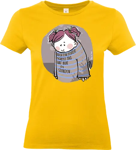 Auch ein echter Scheiss Tag hat nur 24 Stunden - Ringelpullisprüche, Frust, Ringeldinger, streifenweise, Spruch, Weisheit, Motivation, Ringelpulli, SprücheShirt, Cartoon Illustration, Statement, Handgezeichnet, Humor, Selbstironie, Streifenpulli, Spruchshirt, deutsch - Standard T-Shirt (Frauen)