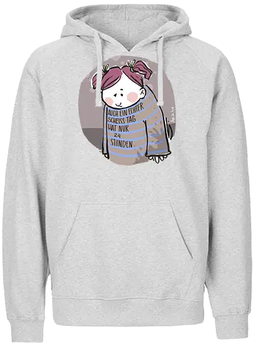 Auch ein echter Scheiss Tag hat nur 24 Stunden - Ringelpullisprüche, Frust, Ringeldinger, streifenweise, Spruch, Weisheit, Motivation, Ringelpulli, SprücheShirt, Cartoon Illustration, Statement, Handgezeichnet, Humor, Selbstironie, Streifenpulli, Spruchshirt, deutsch - Fairtrade Hoodie
