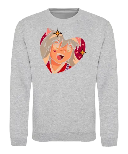 A Wild Inuyasha Appears - Inuyasha, anime, manga, cute, kawaii, fan art, t-shirt design, art print, heart, retro anime, shonen, Sesshomaru, Kagome, nostalgic, geek art, puppy love - Sweatshirt