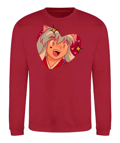 A Wild Inuyasha Appears - Inuyasha, anime, manga, cute, kawaii, fan art, t-shirt design, art print, heart, retro anime, shonen, Sesshomaru, Kagome, nostalgic, geek art, puppy love - Sweatshirt
