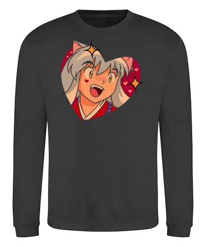 A Wild Inuyasha Appears - Inuyasha, anime, manga, cute, kawaii, fan art, t-shirt design, art print, heart, retro anime, shonen, Sesshomaru, Kagome, nostalgic, geek art, puppy love - Sweatshirt