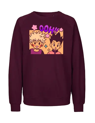Gon and Killua's Happy Ooh! - Gon Freecss, Killua Zoldyck, Hunter x Hunter, HxH, anime, manga, cute, kawaii, chibi, fan art, t-shirt design, art print, friendship, geek art, nostalgic, shonen, anime boys - Fairtrade Sweatshirt