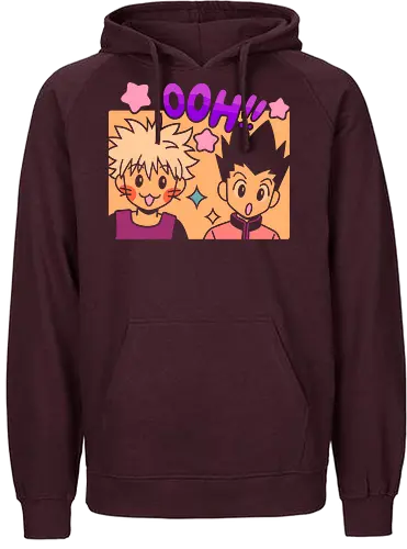 Gon and Killua's Happy Ooh! - Gon Freecss, Killua Zoldyck, Hunter x Hunter, HxH, anime, manga, cute, kawaii, chibi, fan art, t-shirt design, art print, friendship, geek art, nostalgic, shonen, anime boys - Fairtrade Hoodie
