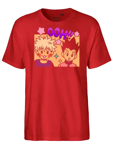 Gon and Killua's Happy Ooh! - Gon Freecss, Killua Zoldyck, Hunter x Hunter, HxH, anime, manga, cute, kawaii, chibi, fan art, t-shirt design, art print, friendship, geek art, nostalgic, shonen, anime boys - Fairtrade T-Shirt