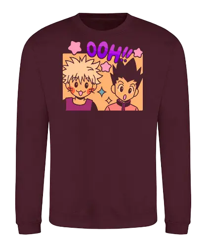 Gon and Killua's Happy Ooh! - Gon Freecss, Killua Zoldyck, Hunter x Hunter, HxH, anime, manga, cute, kawaii, chibi, fan art, t-shirt design, art print, friendship, geek art, nostalgic, shonen, anime boys - Sweatshirt