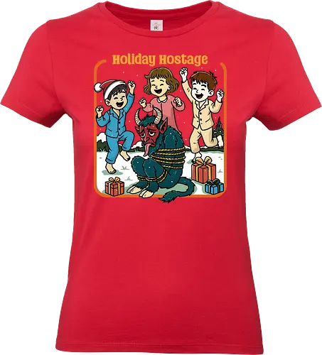 Holiday Hostage  - holiday hostage, retro Christmas, vintage Christmas, retro holiday, holly jolly, merry Christmas, Christmas, krampus, festive - Standard T-Shirt (Frauen)