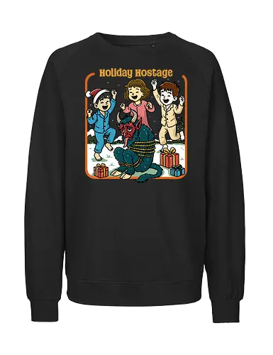Holiday Hostage  - holiday hostage, retro Christmas, vintage Christmas, retro holiday, holly jolly, merry Christmas, Christmas, krampus, festive - Fairtrade Sweatshirt