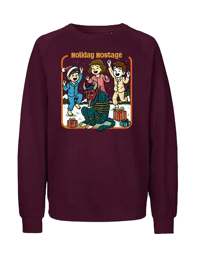 Holiday Hostage  - holiday hostage, retro Christmas, vintage Christmas, retro holiday, holly jolly, merry Christmas, Christmas, krampus, festive - Fairtrade Sweatshirt