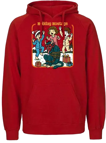 Holiday Hostage  - holiday hostage, retro Christmas, vintage Christmas, retro holiday, holly jolly, merry Christmas, Christmas, krampus, festive - Fairtrade Hoodie