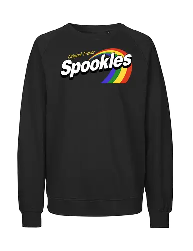 Retro Spookles Parody - halloween, 80s, candy, cosplay, delicious, funny, geek, humor, nerd, parody, rainbow, retro, sweet, trick or treat, vintage - Fairtrade Sweatshirt