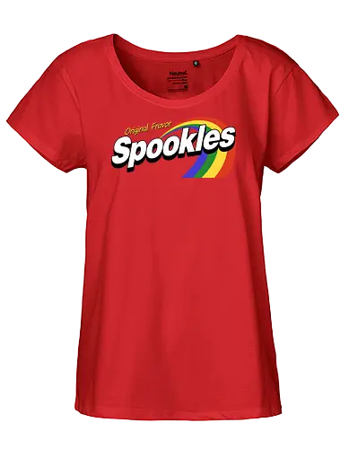 Retro Spookles Parody - halloween, 80s, candy, cosplay, delicious, funny, geek, humor, nerd, parody, rainbow, retro, sweet, trick or treat, vintage - Fairtrade Girl Shirt