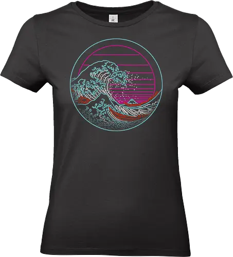 Great Neon Wave Circle - great wave off kanagawa, great wave, the great wave, 1980s, retro, retrowave, vaporware, ocean, waves, japan - Standard T-Shirt (Frauen)